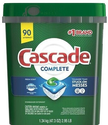 Cascade Complete Action Pacs Dishwasher Detergent, 90 ct