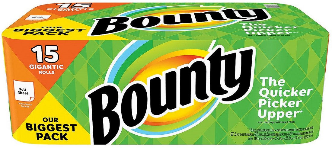 Bounty Gigantic 2-Ply Paper Towel Rolls, 15 ct