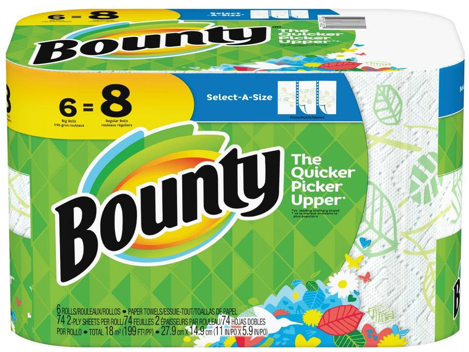 Bounty Select-A-Size Paper Towels 74 2-Ply Sheets, 6 ct