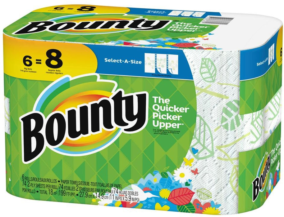 Bounty Select-A-Size Paper Towels 74 2-Ply Sheets, 6 ct