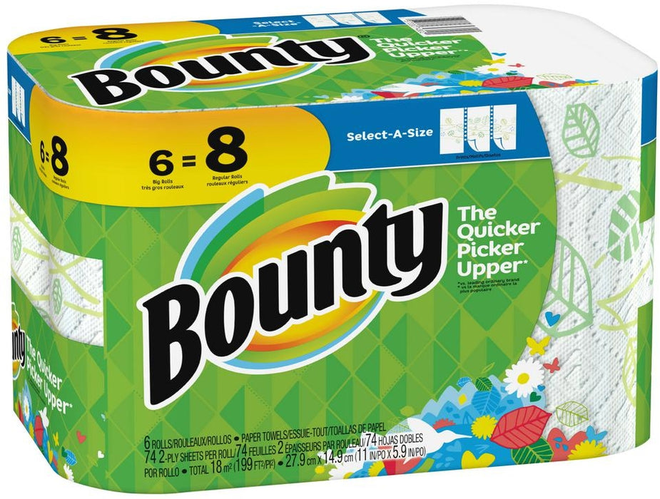 Bounty Select-A-Size Paper Towels 74 2-Ply Sheets, 6 ct