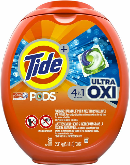 Tide PODS Ultra Oxi Liquid Detergent Pacs, 80 ct