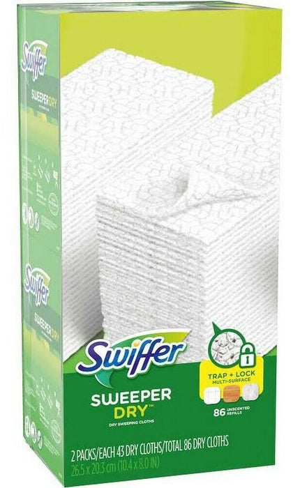 Swiffer Sweeper Dry Cloth Refills, Unscented, 86 ct