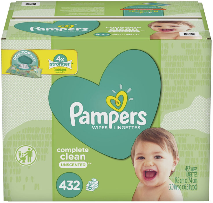 Pampers Wipes Lingettes Complete Clean Unscented, 432 ct