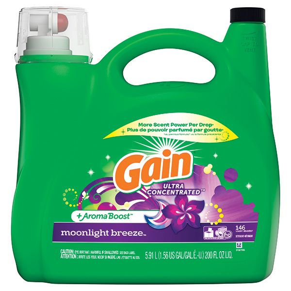 Gain Ultra Concentrated Aroma Boost Liquid Laundry Detergent, Moonlight Breeze Scent , 200 oz