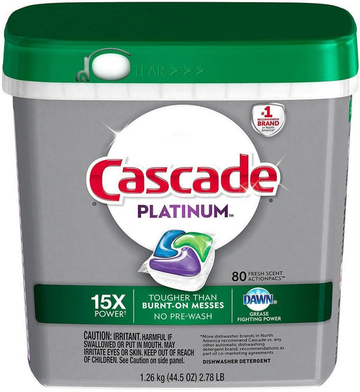 Cascade Platinum ActionPacs Dishwasher Detergent, 80 ct