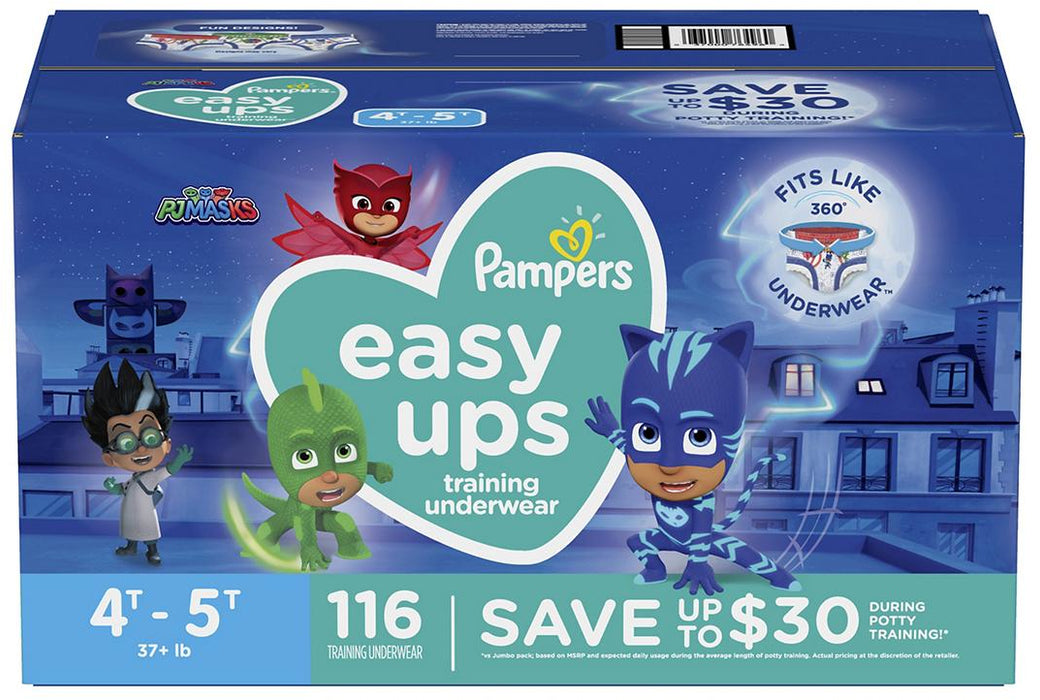 Pampers Easy Ups Training Underwear For Boys, Size 4T-5T, 116 ct