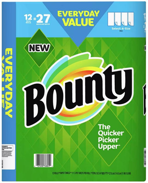 Bounty Select-A-Size Bulk Paper Towels, 111 2-Ply , 12 ct