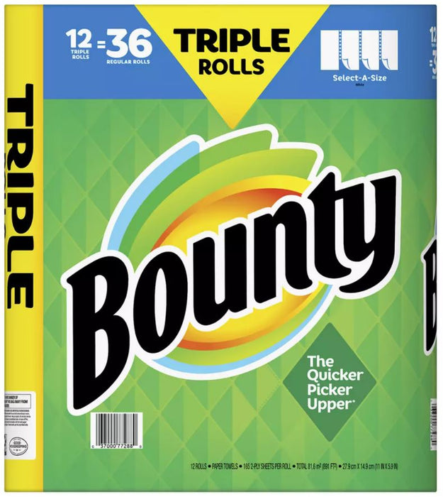 Bounty Select-A-Size Triple Roll Paper Towels, 12 ct