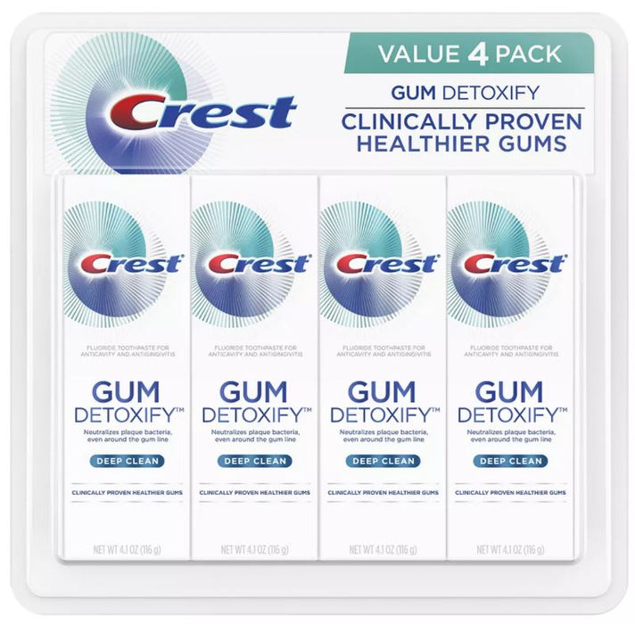 Crest Gum Detoxify Deep Clean Flouride Toothpaste, 40-Pack , 4 x 4.1 oz