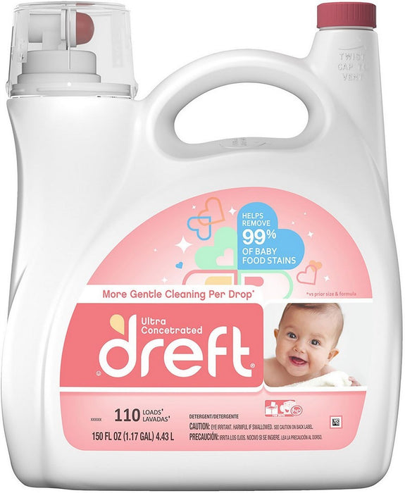 Dreft Ultra Concentrated Liquid Laundry Detergent, 4.43 L