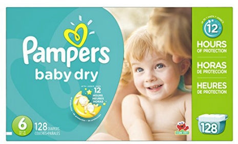 Pampers Baby Dry Diapers, Size 6, 128 ct