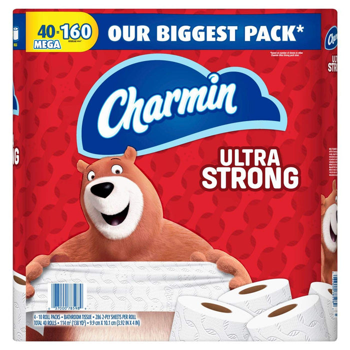Charmin Ultra Strong Mega Rolls Toilet Paper, 2-Ply & 286-Sheet, 40 ct