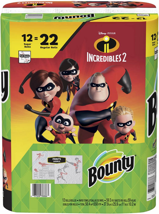 Bounty Incredibles Super Roll Paper Towels, 12 ct