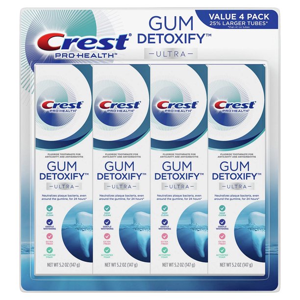 Crest Gum Detoxify Toothpaste, 4 x 5.2 oz