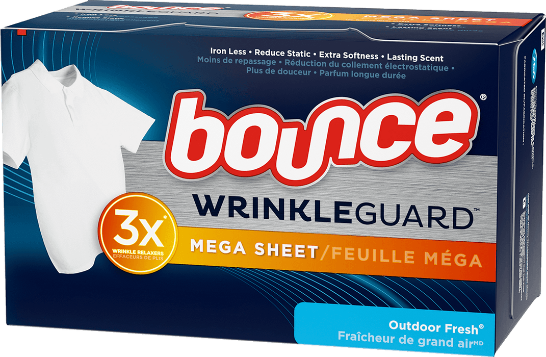 Bounce Wrinkle Guard Mega Sheet Outdoor Fresh Dryer Sheets, 180 ct