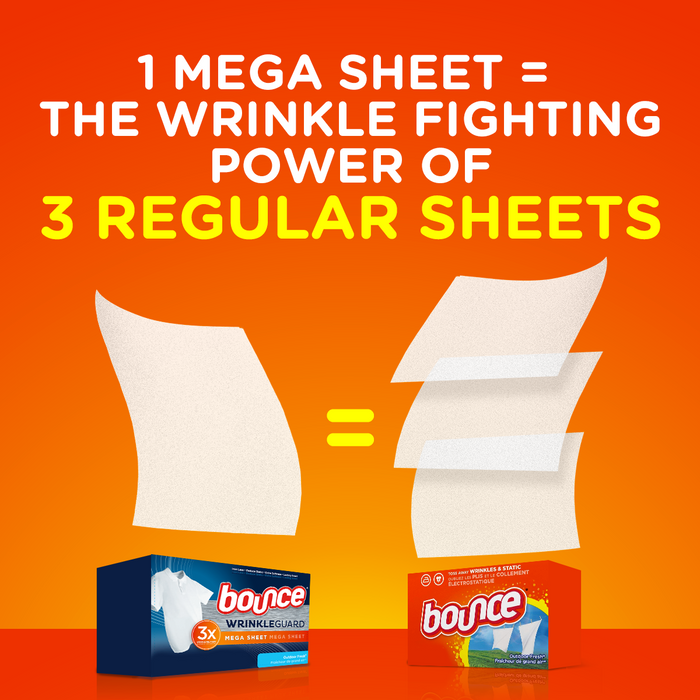 Bounce Wrinkle Guard Mega Sheet Outdoor Fresh Dryer Sheets, 180 ct