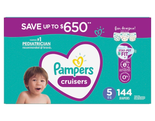 Pampers Cruisers Diapers, Size 5 , 144 ct