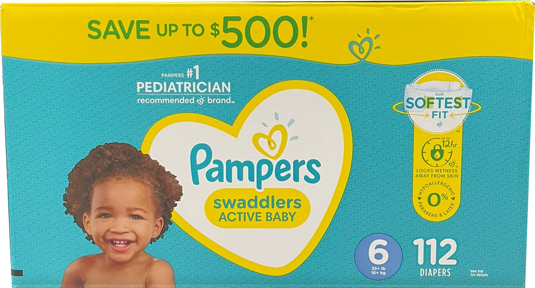 Pampers Swaddlers Diapers, Size 6, 112 ct