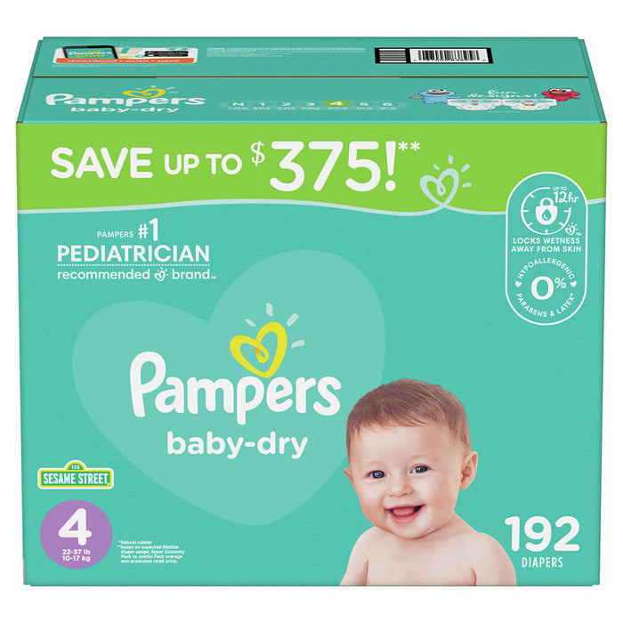 Pampers Baby Dry Diapers, Size 4, 192 ct