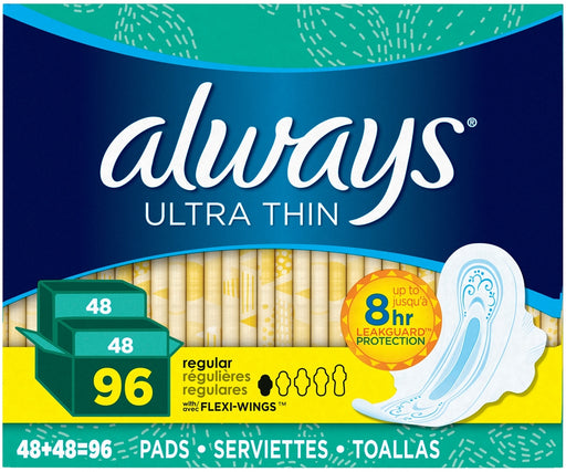 Always Ultra Thin Regular Pads with Flexi-Wings, Size 1, Value Box, 96 ct