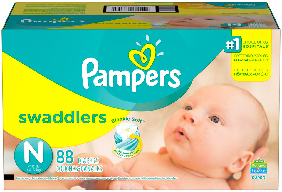 Pampers Swaddlers Diapers Size 1, up to 4.5 kg, 88 ct