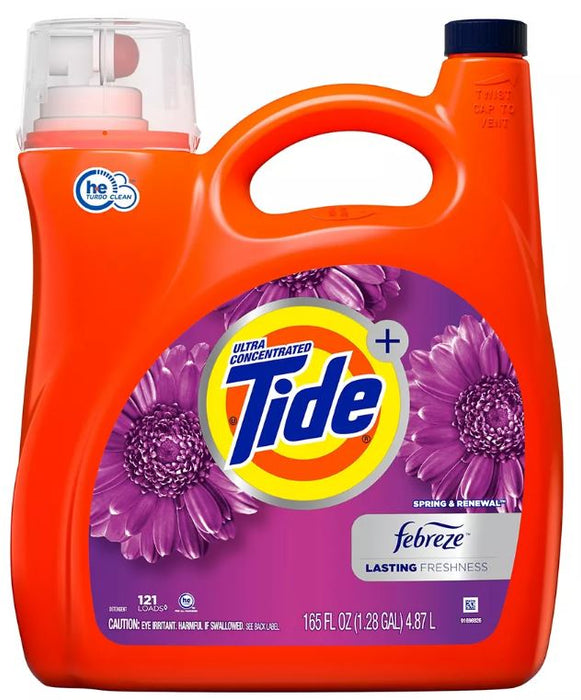 Tide Spring & Renewal Febreze Lasting Freshness Liquid Laundry Detergent, 165 oz