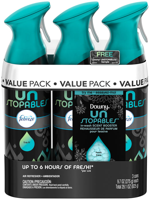 Febreze Fresh Downy Unstopables Air Refreshers, Value Pack, 3 x 9.7 oz