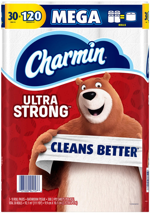 Charmin Ultra Strong Mega Toilet Paper Rolls, 30 ct