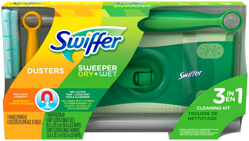 Swiffer 3-in-1 Cleaning Kit, Dusthers & Sweeper Dry + Wet, 3 ct