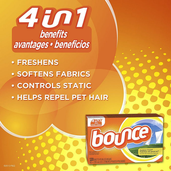 Bounce Fabric Softener & Dryer Sheets, Outdoor Fresh Scent, 2 x 160 ct