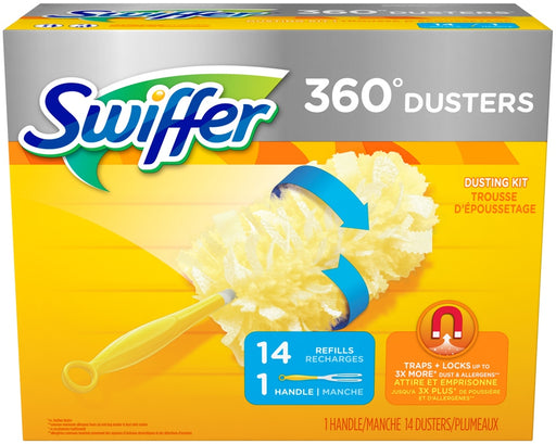 Swiffer 360 Duster Dusting Kit, Handle + Refills, 1 Handle + 14 ct