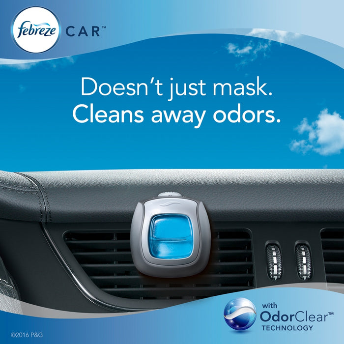 Febreze Car Air Freshener Vent Clips Value Pack, Linen & Sky, 5 x 2 ml