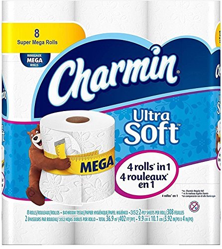 Charmin Ultra Soft Flushable Toilet Paper, 187 2-ply sheets, 8