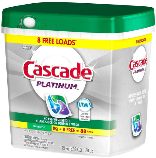 Dawn Cascade Platinum Dishwasher Detergent, Fresh Scent, 88 pacs
