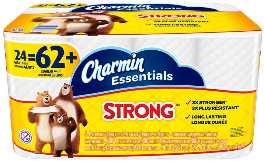 Charmin Essentials Strong 300-Sheet 1-Ply Toilet Paper, 24 ct