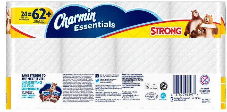 Charmin Essentials Strong 300-Sheet 1-Ply Toilet Paper, 24 ct