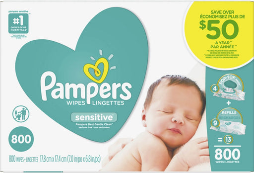 Pampers Sensitive Baby Wipes Mega Box, 800 ct