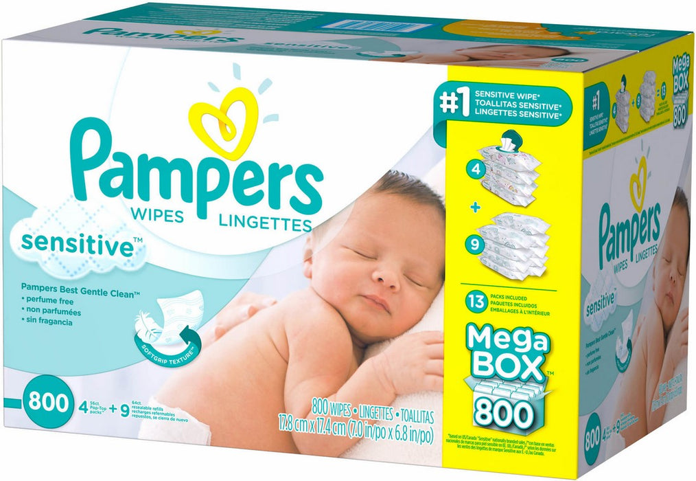 Pampers Sensitive Baby Wipes Mega Box, 800 ct