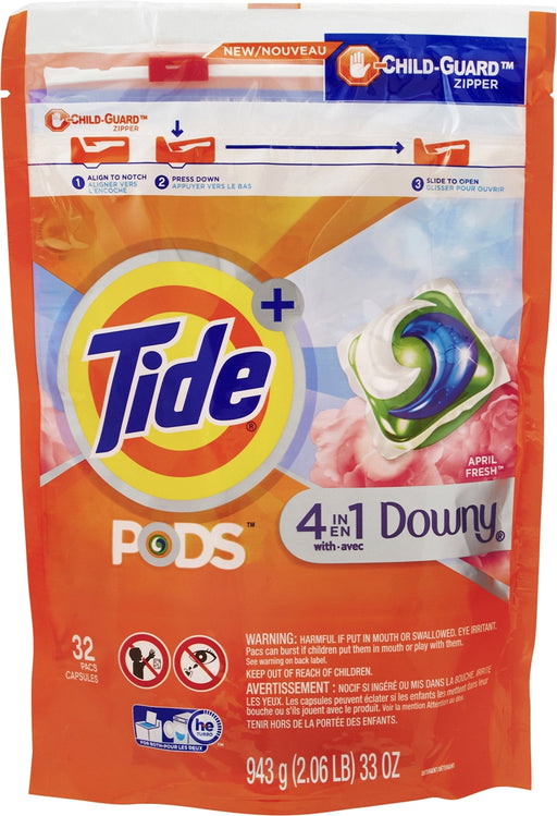 Tide Pods Plus Downy Laundry Detergent Pacs, April Fresh, 32 ct