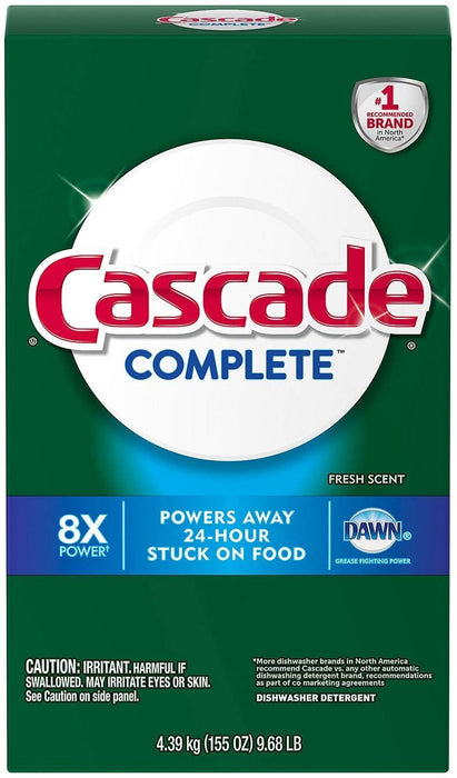 Cascade Complete Powder Dishwasher Detergent, Fresch Scent, 155 oz