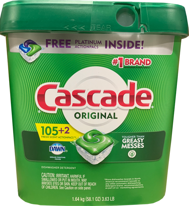 Cascade Original Dishwashing Detergent Actionpacs With Dawn, Fresh Scent, 107 ct