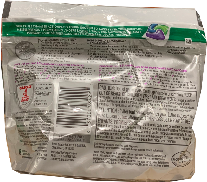 Cascade Platinum Dishwasher Detergent Actionpacs, Fresch Scent, 4 ct