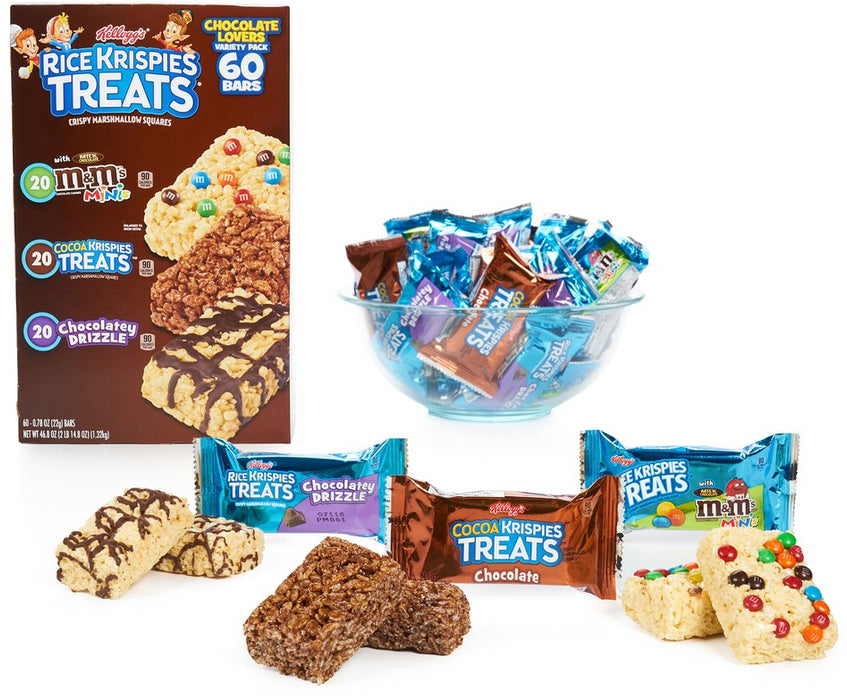 Kellogg's Rice Krispies Treats Cereal Bars, Chocolate Lovers Variety Pack, Assorted, 3 x 20 ct