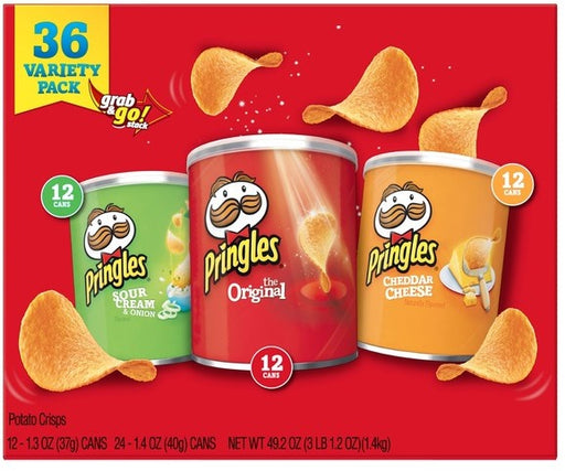 Pringles Grab & Go Potato Chips Variety Pack, 36 pcs