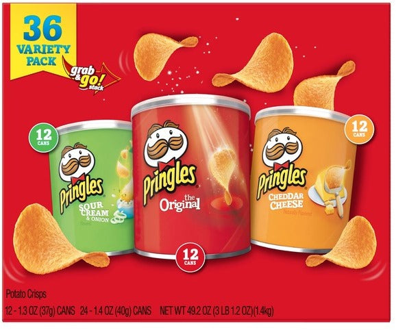 Pringles Grab & Go Potato Crisps, Variety Pack, 36 ct 