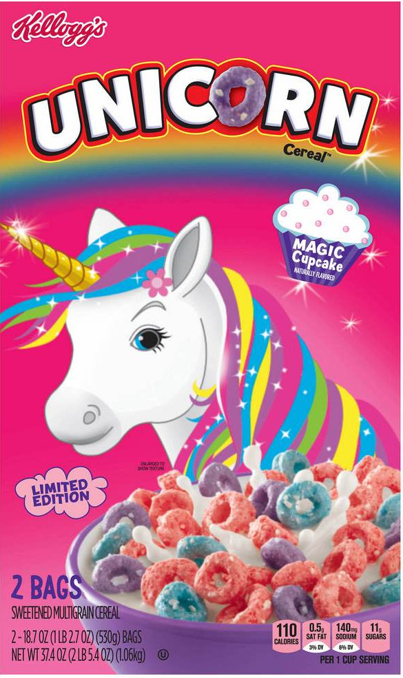 Kellogg's Unicorn Cereal, Value Pack, 2 x 18.7 oz