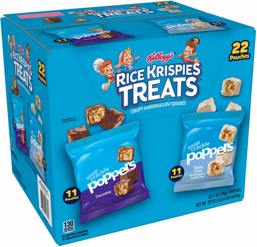 Kellogg's Rice Krispies Treats Poppers Marshmallow Squares, Variety Pack, 22 ct