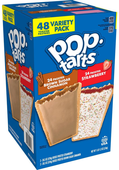 Pop-Tarts Frosted Variety Pack, Strawberry & Brown Sugar Cinnamon, 48 pcs