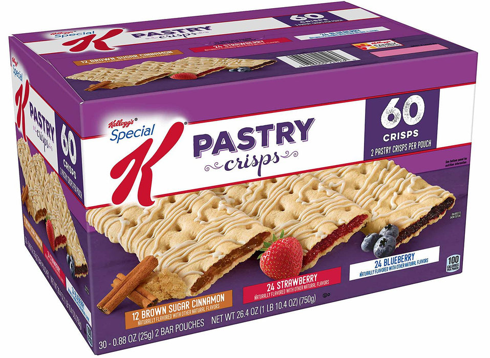 Kellogg's Special K Pastry Crisps Pouches, Variety Pack, 60 ct